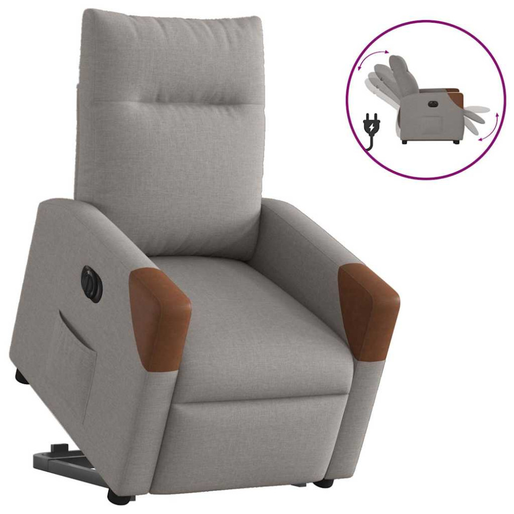Produktbild för Elektrisk reclinerfåtölj med uppresningshjälp taupe tyg