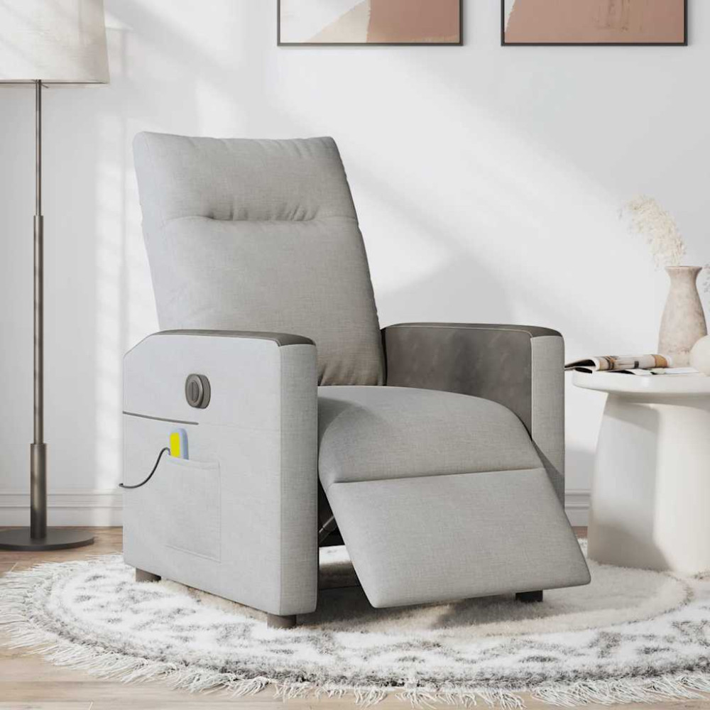 Produktbild för Elektrisk massagefåtölj molngrå tyg