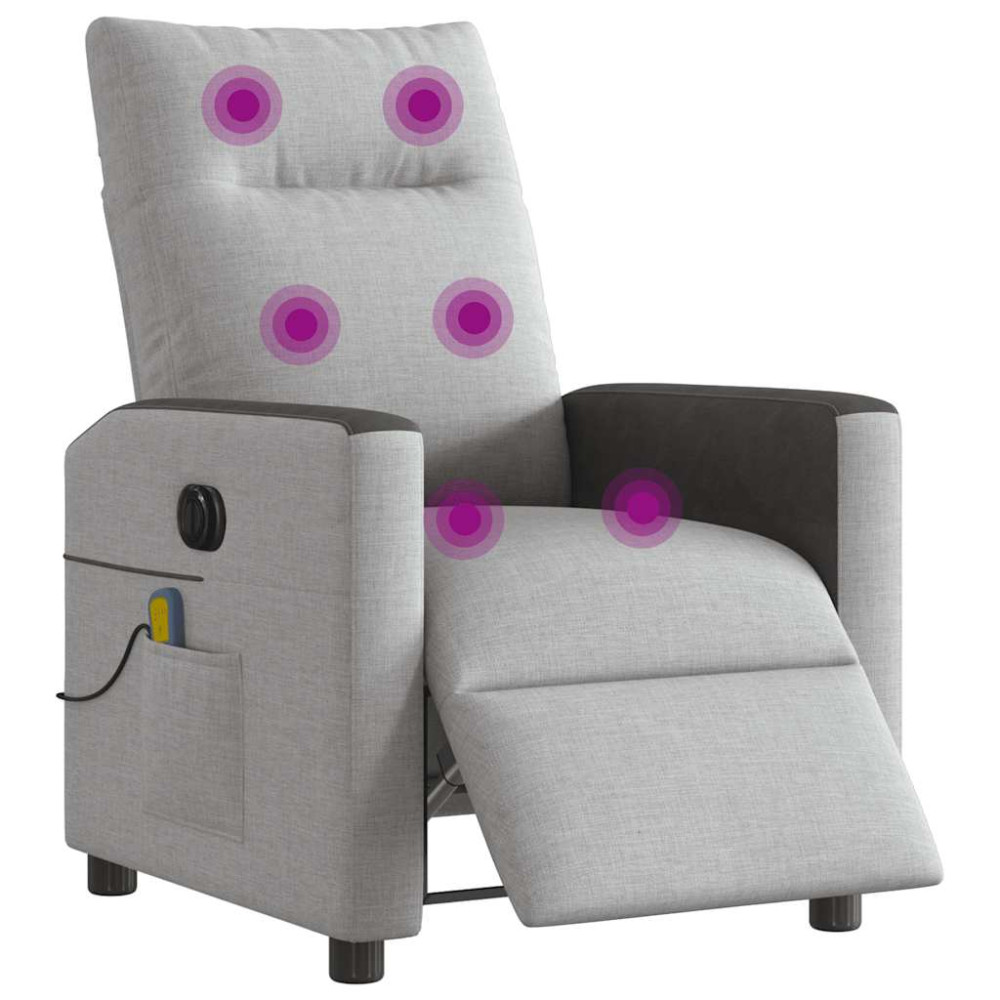 Produktbild för Elektrisk massagefåtölj molngrå tyg
