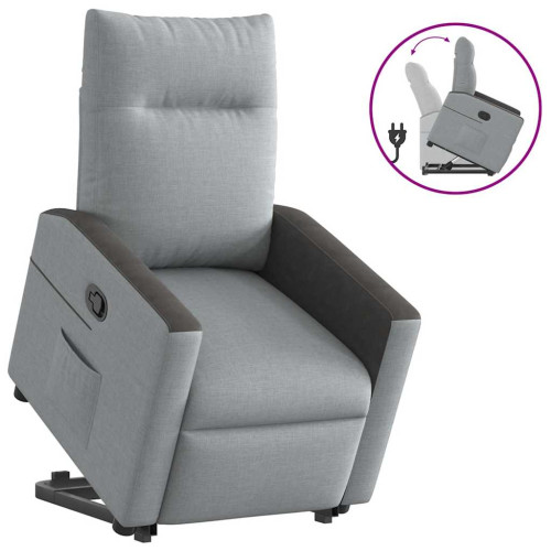 vidaXL Reclinerfåtölj med uppresningshjälp ljusgrå tyg