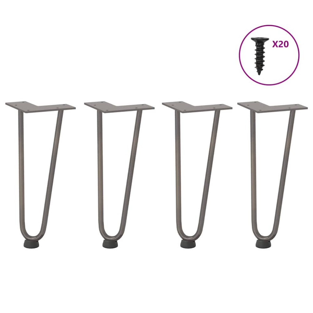 Produktbild för Hårnålsben för soffbord 4 st naturstål 30 cm massivt stål