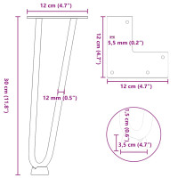 Produktbild för Hårnålsben för soffbord 4 st naturstål 30 cm massivt stål