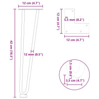 Produktbild för Hårnålsben för soffbord 4 st naturstål 42 cm massivt stål