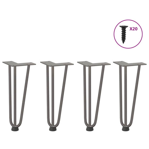 vidaXL Hårnålsben för soffbord 4 st naturstål 30 cm massivt stål