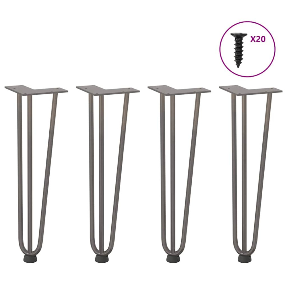 Produktbild för Hårnålsben för soffbord 4 st naturstål 42 cm massivt stål