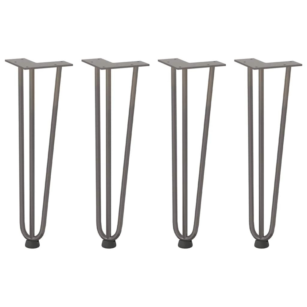 Produktbild för Hårnålsben för soffbord 4 st naturstål 42 cm massivt stål