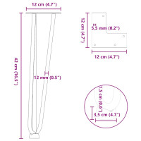 Produktbild för Hårnålsben för soffbord 4 st naturstål 42 cm massivt stål