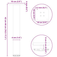 Produktbild för Soffbordsben 4 st naturstål 42-44 cm stål