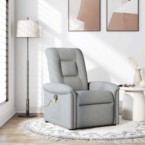vidaXL Massagefåtölj ljusgrå tyg