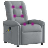 Produktbild för Massagefåtölj ljusgrå tyg