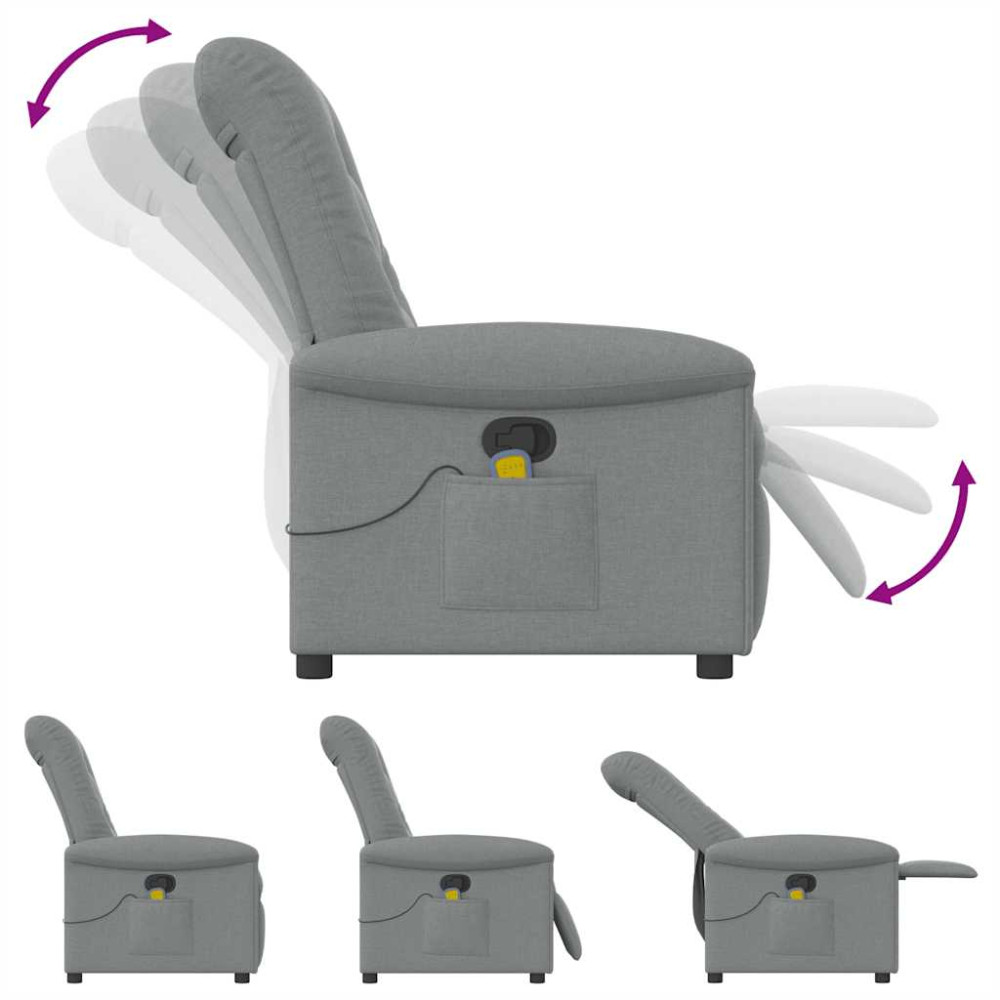 Produktbild för Massagefåtölj ljusgrå tyg