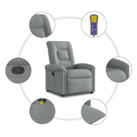 Produktbild för Massagefåtölj ljusgrå tyg