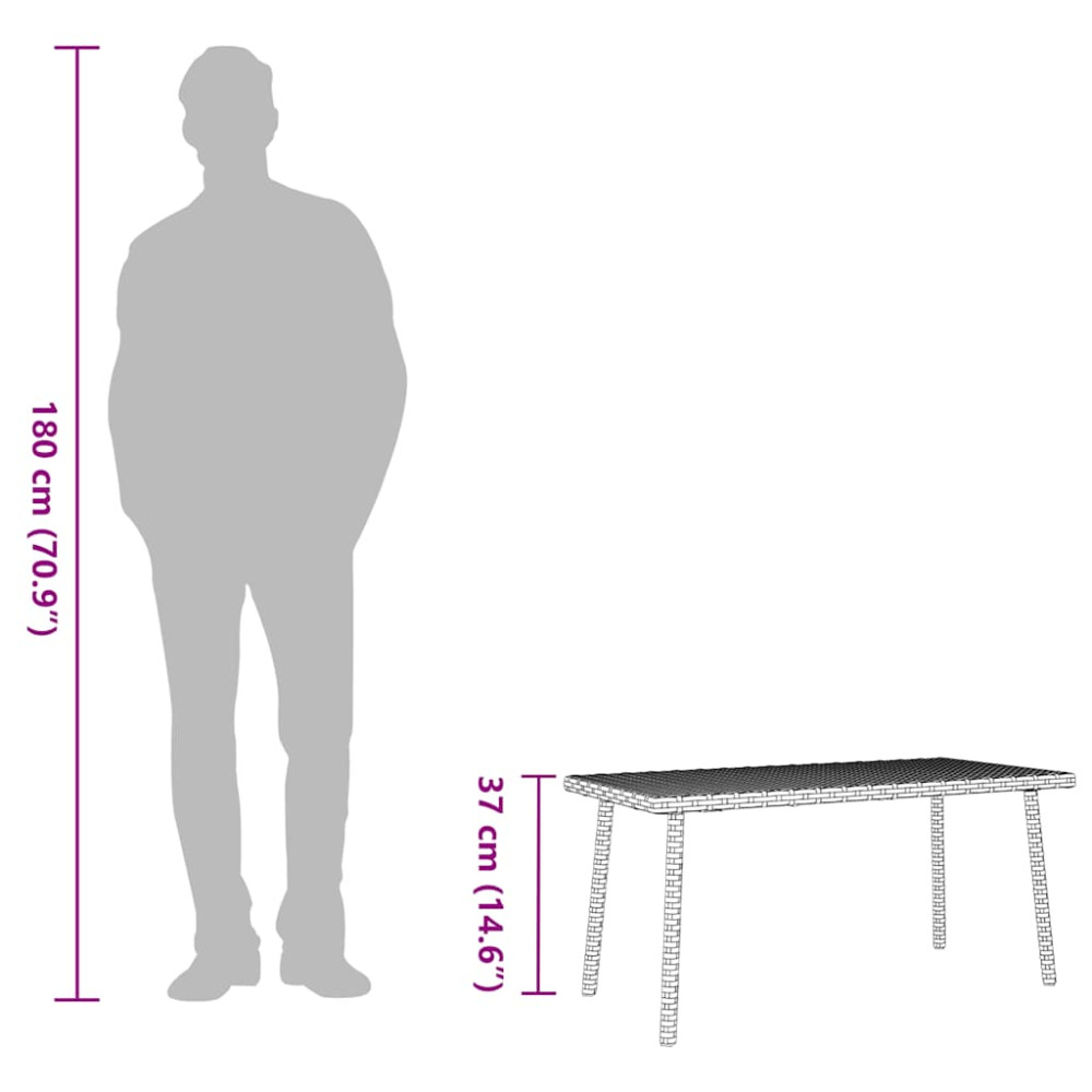 Produktbild för Soffbord för trädgården rektangulärt svart 80x40x37 cm
