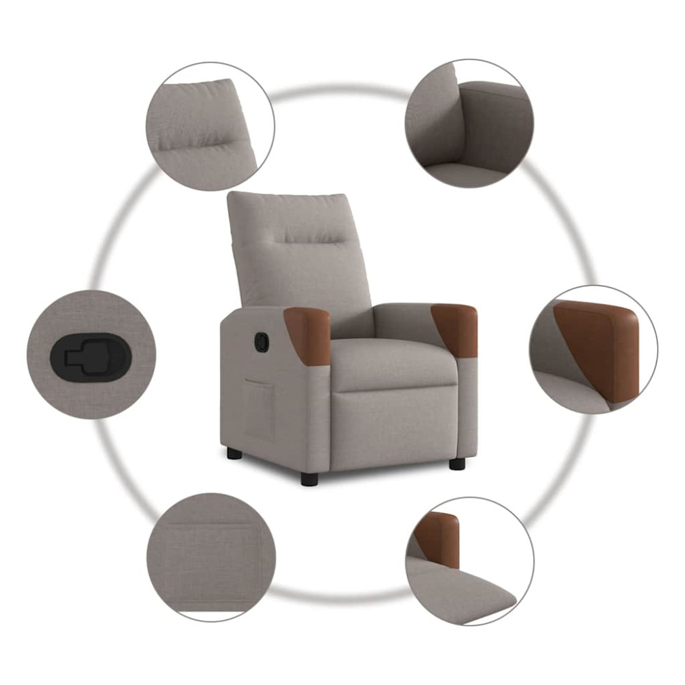 Produktbild för Reclinerfåtölj taupe tyg