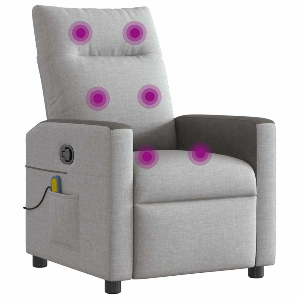 Produktbild för Massagefåtölj molngrå tyg