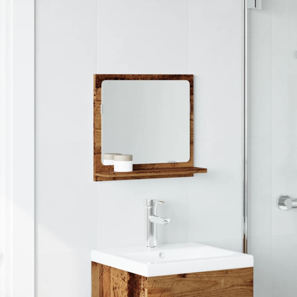 Produktbild för Spegelskåp för badrum åldrat trä 40x11x37 cm konstruerat trä