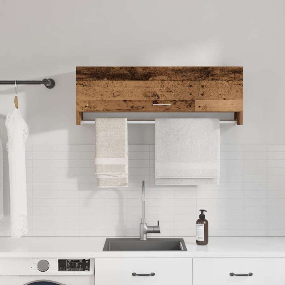 Produktbild för Klädhängare åldrat trä 100x32,5x35 cm konstruerat trä