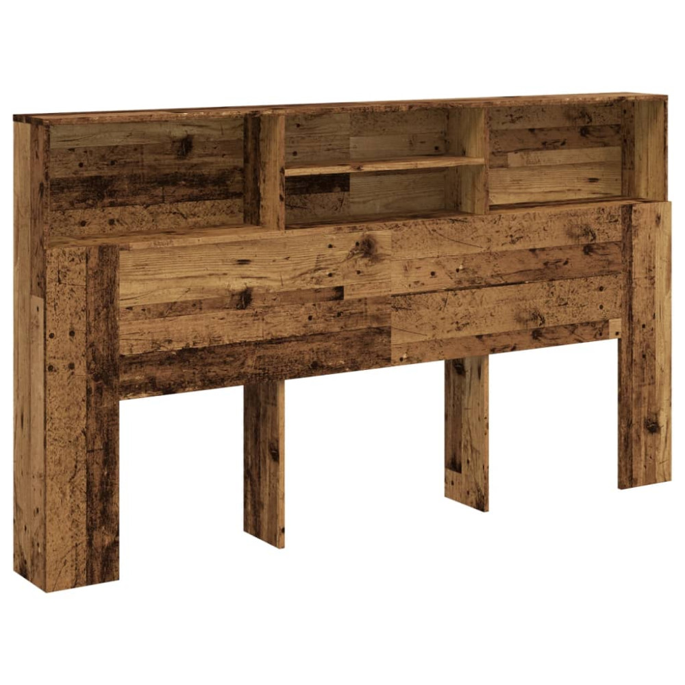 Produktbild för Sänggavel m förvaring åldrat trä 180x19x103,5cm konstruerat trä