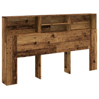 Produktbild för Sänggavel m förvaring åldrat trä 180x19x103,5cm konstruerat trä
