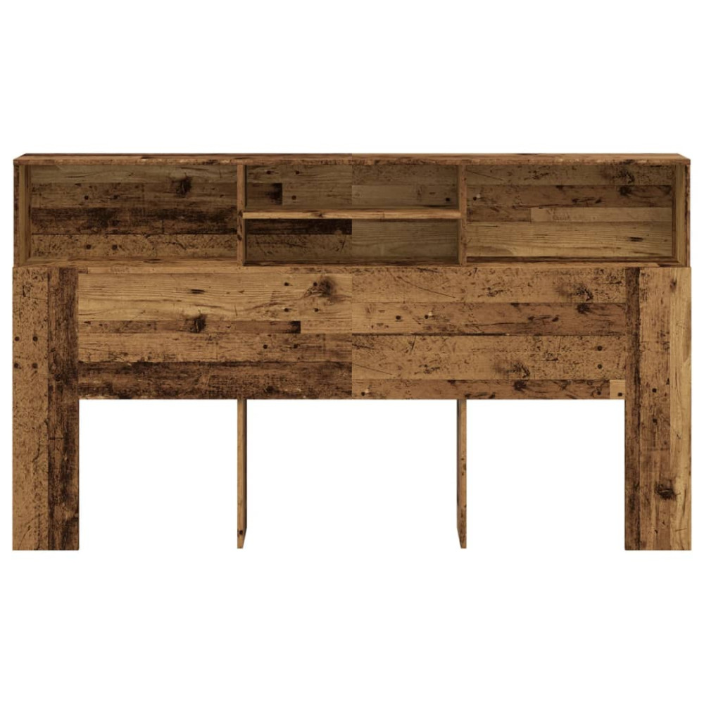 Produktbild för Sänggavel m förvaring åldrat trä 180x19x103,5cm konstruerat trä