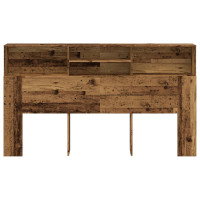 Produktbild för Sänggavel m förvaring åldrat trä 180x19x103,5cm konstruerat trä