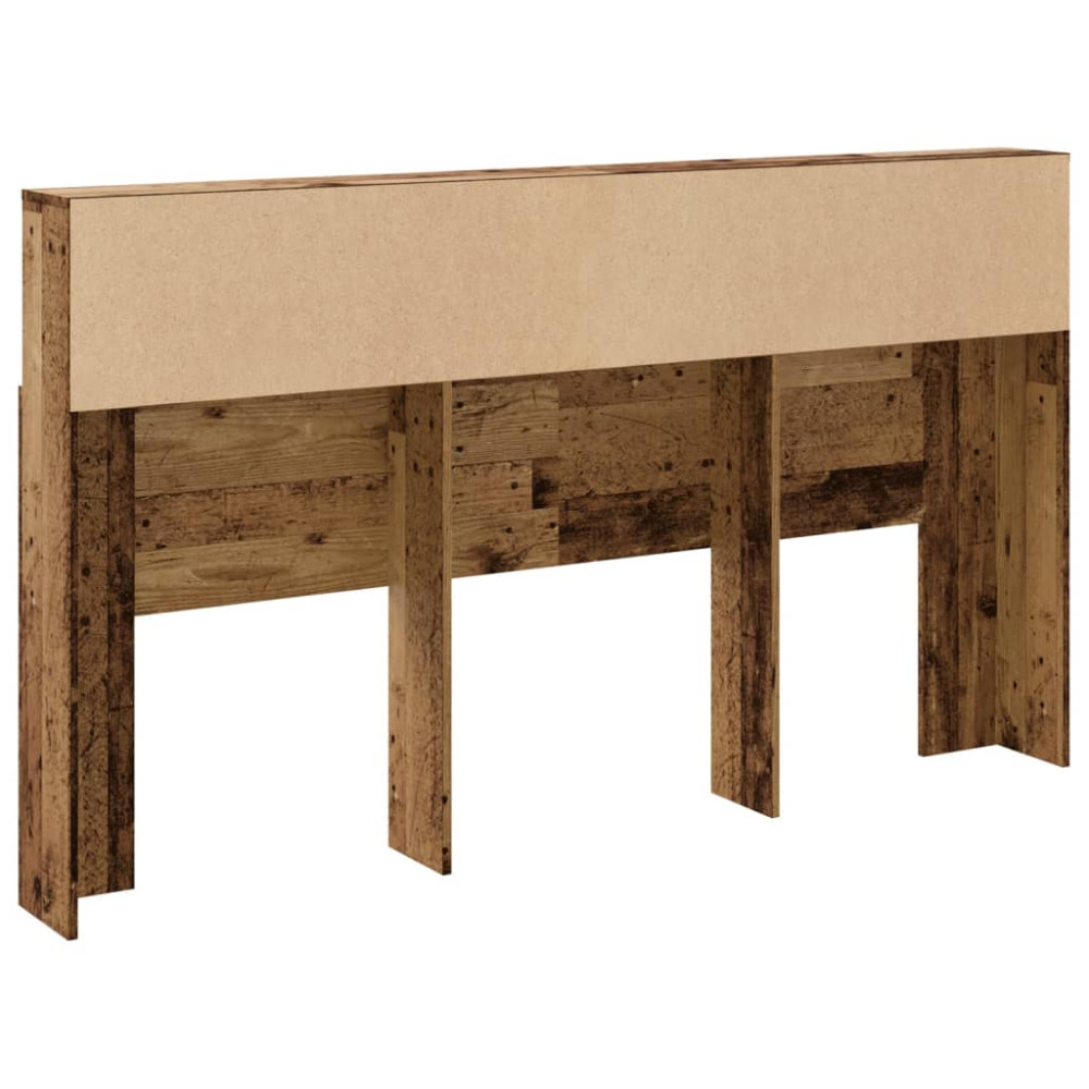 Produktbild för Sänggavel m förvaring åldrat trä 180x19x103,5cm konstruerat trä