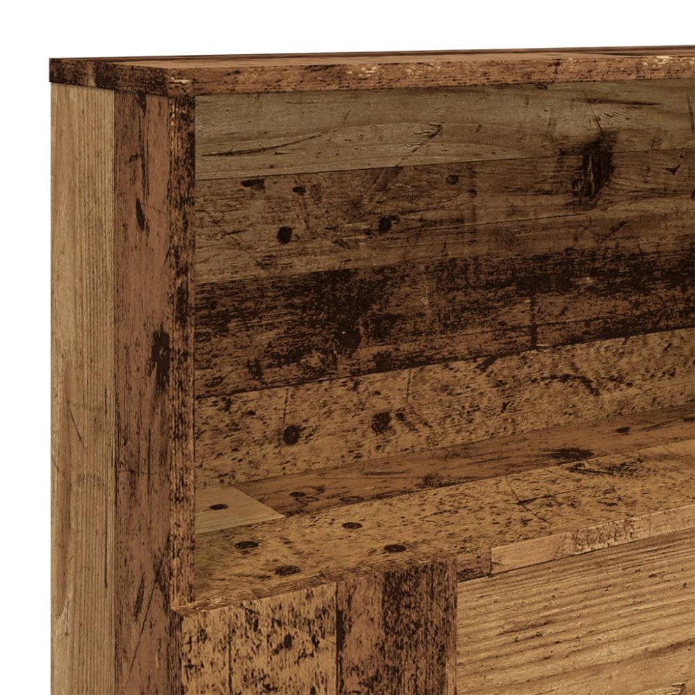 Produktbild för Sänggavel m förvaring åldrat trä 180x19x103,5cm konstruerat trä