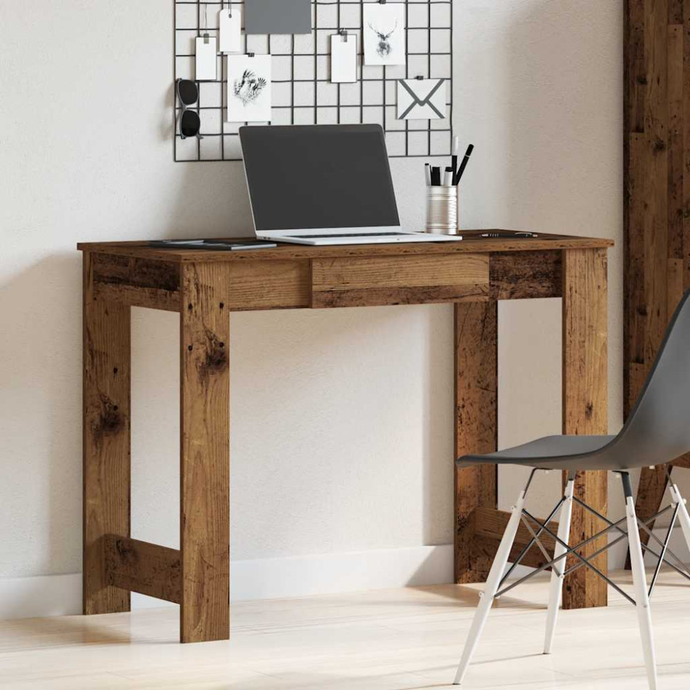 Produktbild för Skrivbord åldrat trä 100x45x75 cm konstruerat trä