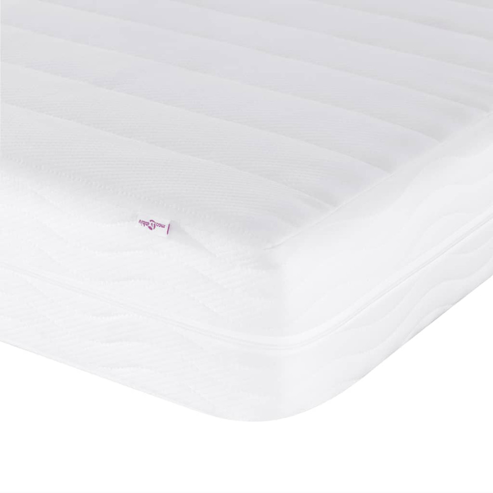 Produktbild för Bed with Mattress "Hanko" Cream 100x200 cm Fabric