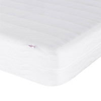 Produktbild för Bed with Mattress "Hanko" Cream 100x200 cm Fabric