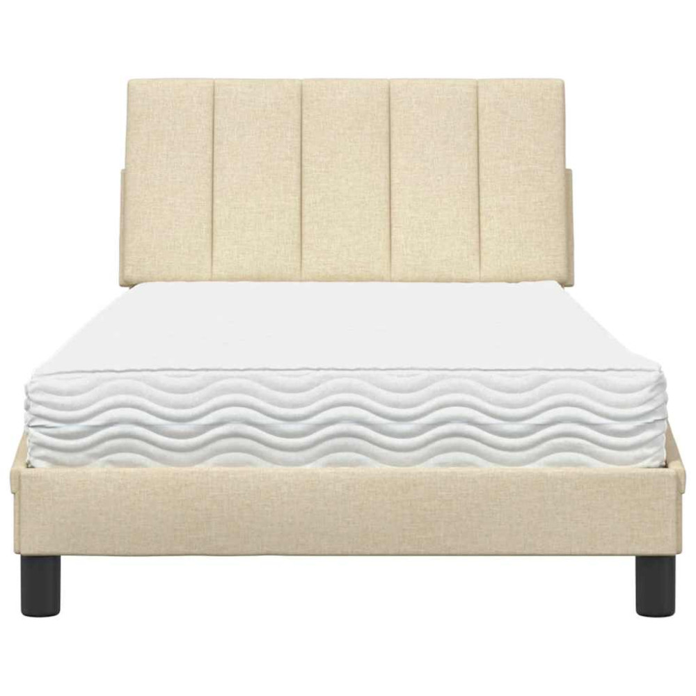 Produktbild för Bed with Mattress "Hanko" Cream 100x200 cm Fabric