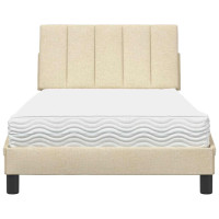 Produktbild för Bed with Mattress "Hanko" Cream 100x200 cm Fabric