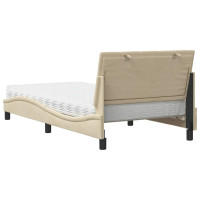 Produktbild för Bed with Mattress "Hanko" Cream 100x200 cm Fabric