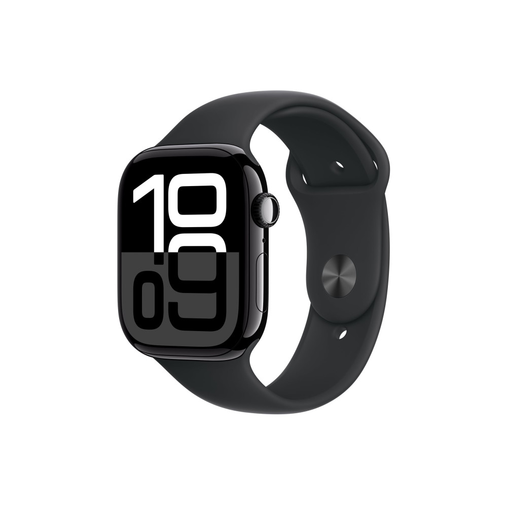 Produktbild för Apple Watch Series 10 (GPS + Cellular) - jet black aluminium - smart klocka med sportband - svart - 64 GB