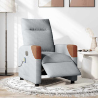 Produktbild för Elektrisk massagefåtölj ljusgrå tyg