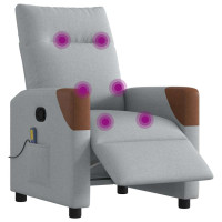 Produktbild för Elektrisk massagefåtölj ljusgrå tyg