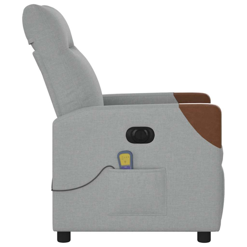 Produktbild för Elektrisk massagefåtölj ljusgrå tyg