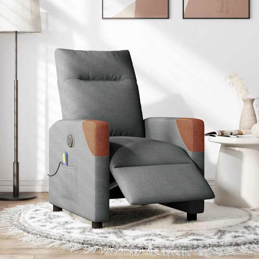 Produktbild för Elektrisk massagefåtölj mörkgrå tyg