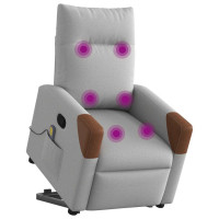 Produktbild för Massagefåtölj med uppresningshjälp molngrå tyg