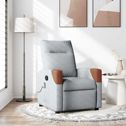 vidaXL Massagefåtölj ljusgrå tyg - Fåtöljer