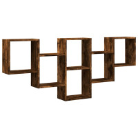 Produktbild för Vägghylla rökfärgad ek 159x18x66 cm konstruerat trä