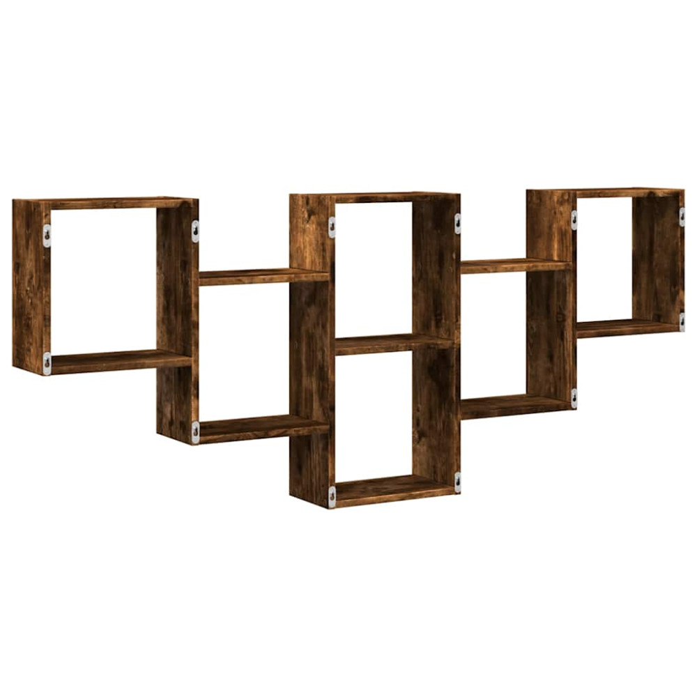 Produktbild för Vägghylla rökfärgad ek 159x18x66 cm konstruerat trä
