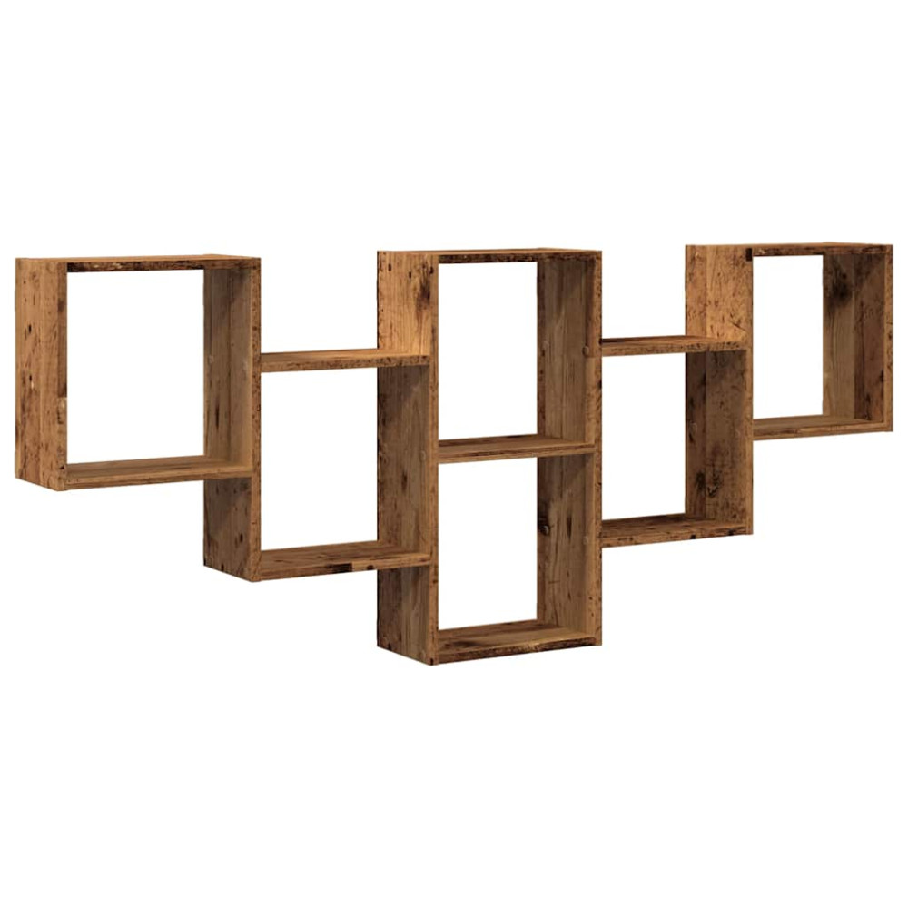 Produktbild för Vägghylla åldrat trä 159x18x66 cm konstruerat trä
