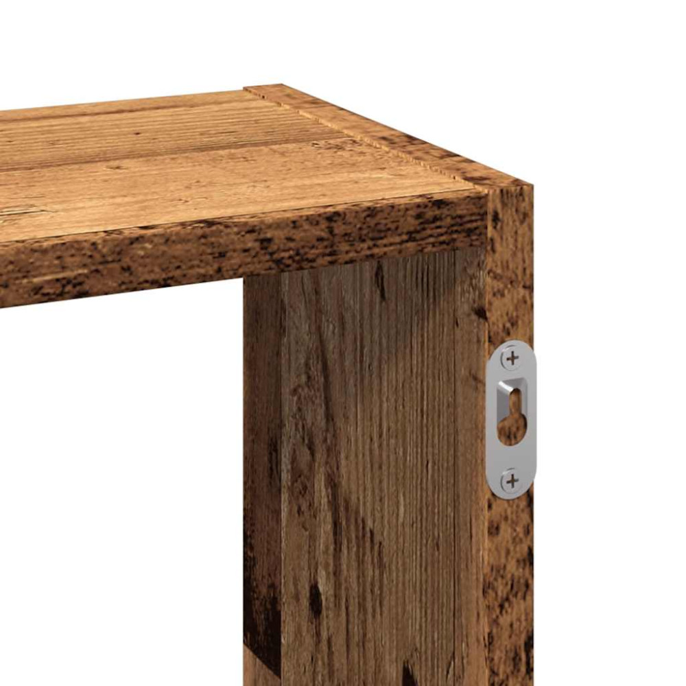 Produktbild för Vägghylla åldrat trä 159x18x66 cm konstruerat trä