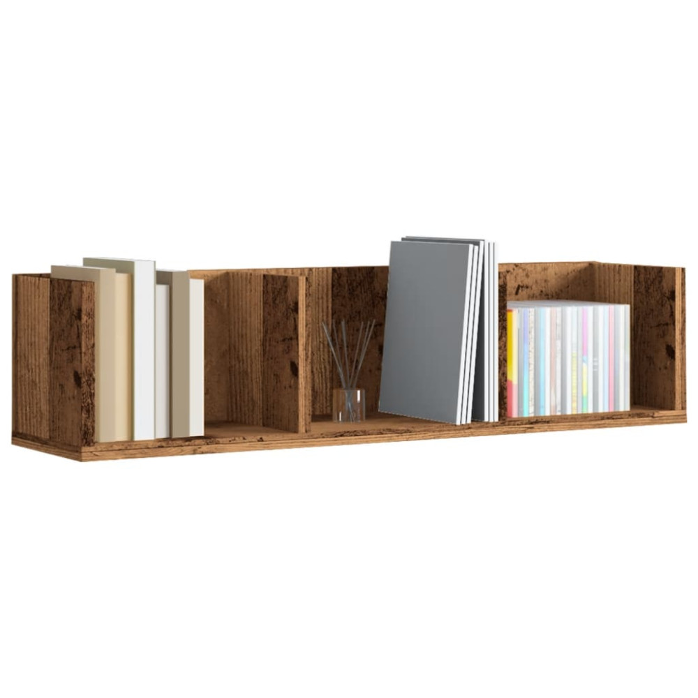 Produktbild för CD-hylla åldrat trä 75x18x18 cm konstruerat trä