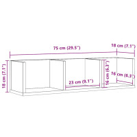 Produktbild för CD-hylla åldrat trä 75x18x18 cm konstruerat trä