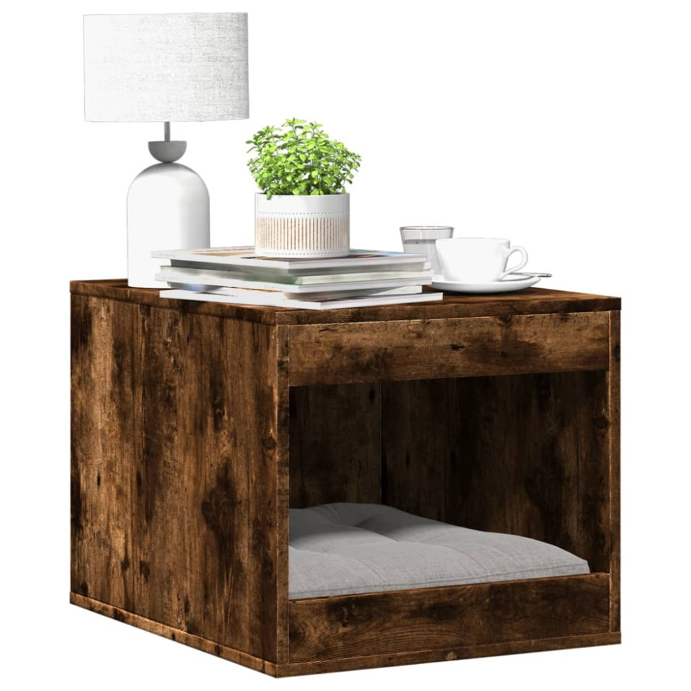 Produktbild för Skåp för kattlåda rökfärgad ek 47x59x42 cm konstruerat trä