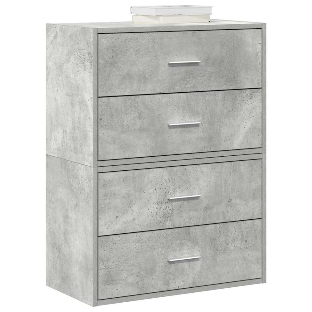 Produktbild för Skåp med 2 lådor 2 st betonggrå 60x31x40 cm konstruerat trä