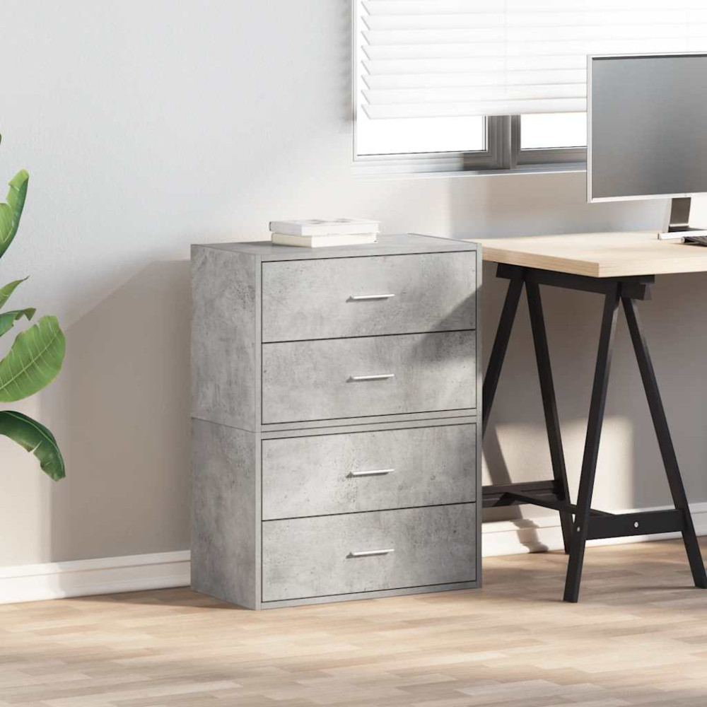 Produktbild för Skåp med 2 lådor 2 st betonggrå 60x31x40 cm konstruerat trä