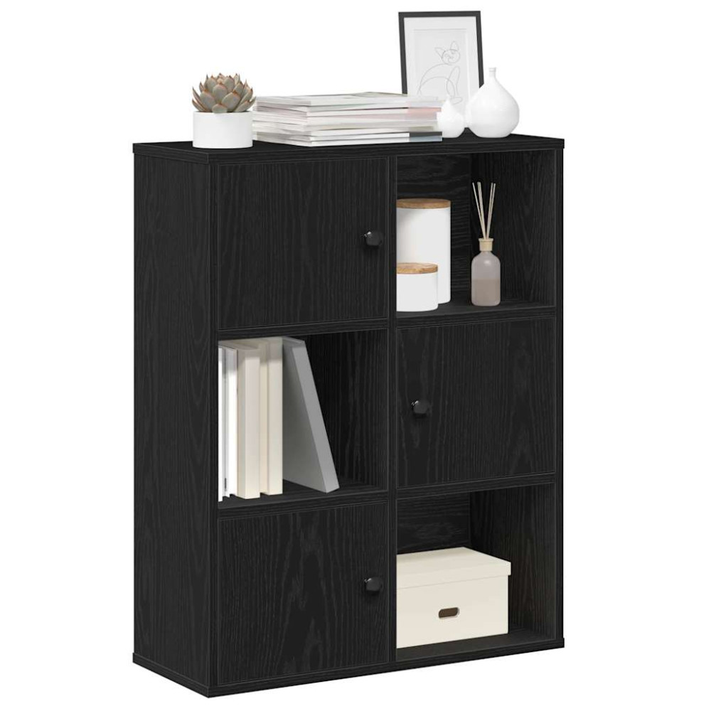 Produktbild för Bokhylla svart ek 60x24x76,5 cm konstruerat trä